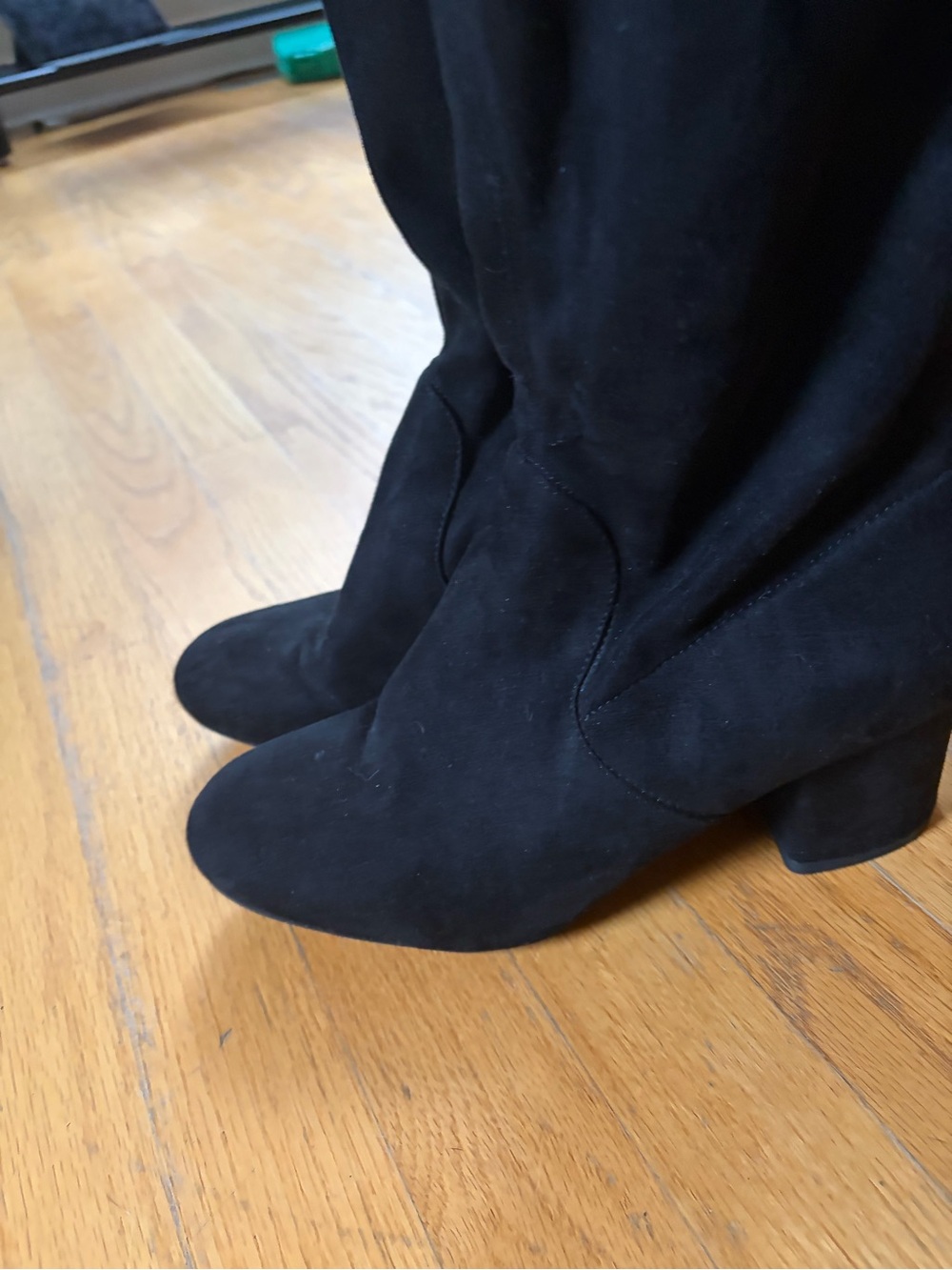 Classic Black Over-the-Knee Suede Boots with Block Heel